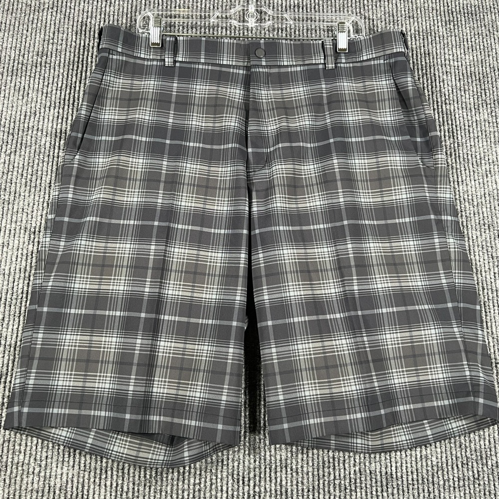 Nike Mens Shorts Size 36 Gray Plaid Chino Golf Tour Performance Dri-Fit Casual